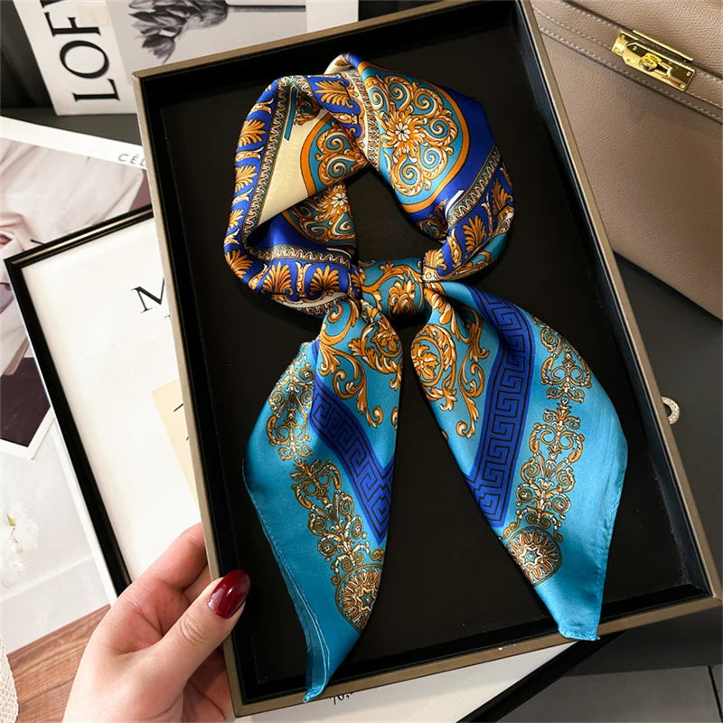 LuxeSilk 70x70cm Printed Women’s Square Scarf – 2025 Fashion Collection