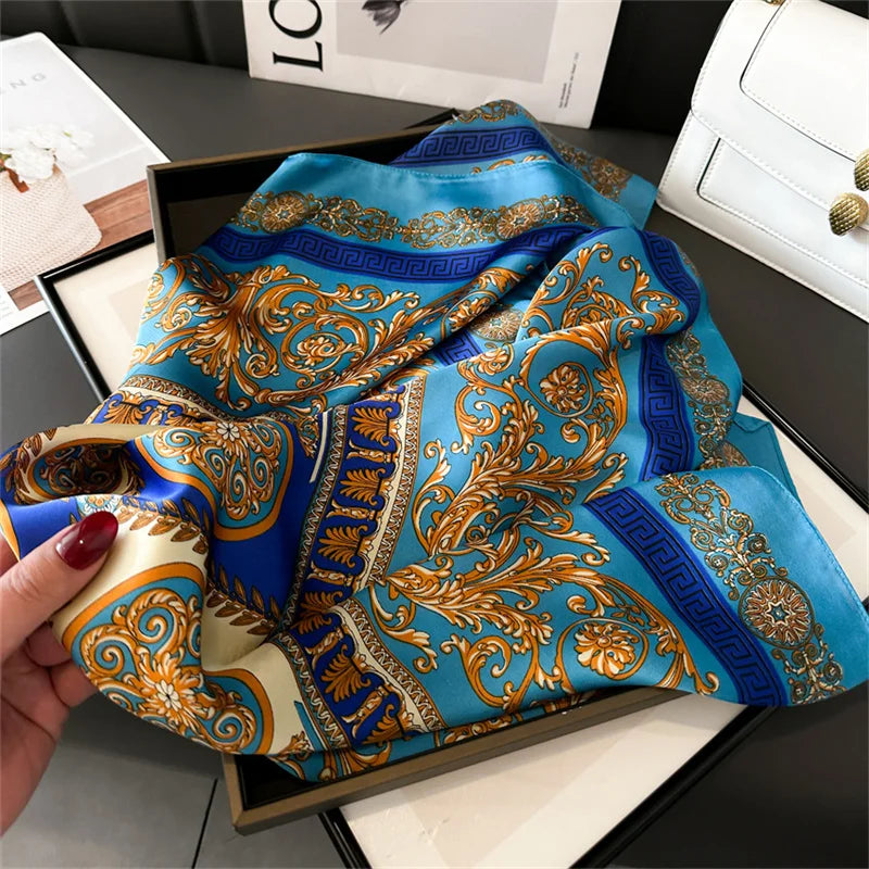 LuxeSilk 70x70cm Printed Women’s Square Scarf – 2025 Fashion Collection