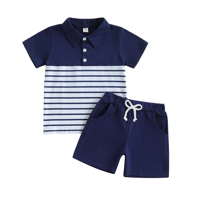 Boys Summer Outfit Set – Graphic Tee & Denim Shorts