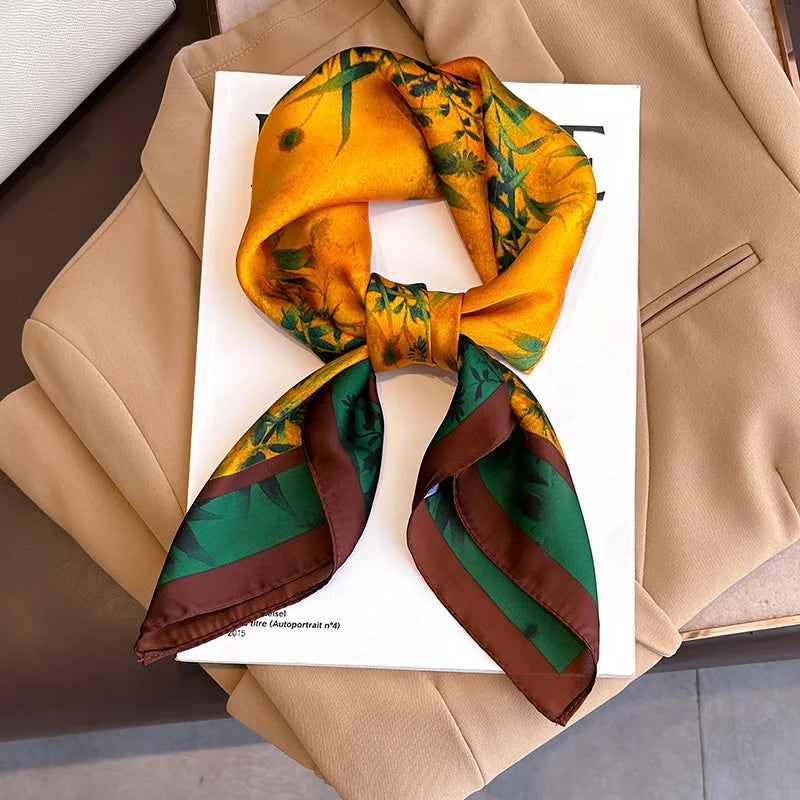 LuxeSilk 70x70cm Printed Women’s Square Scarf – 2025 Fashion Collection