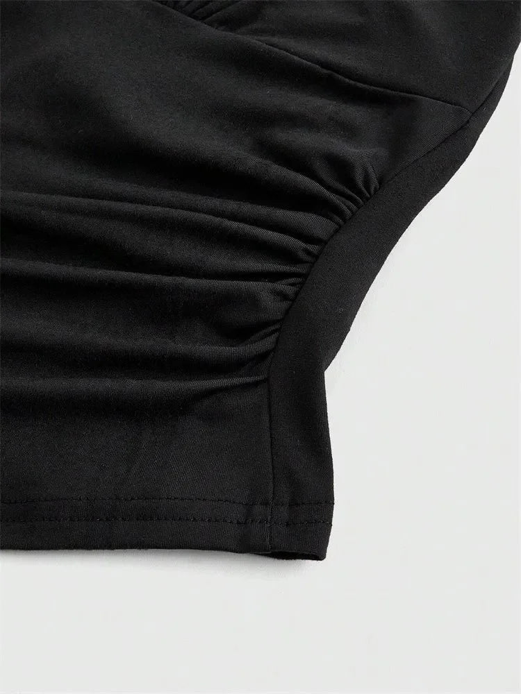 Leopard Print V-Neck Backless Halter Crop Top