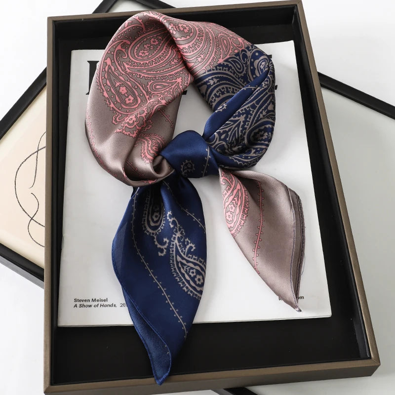 LuxeSilk 70x70cm Printed Women’s Square Scarf – 2025 Fashion Collection