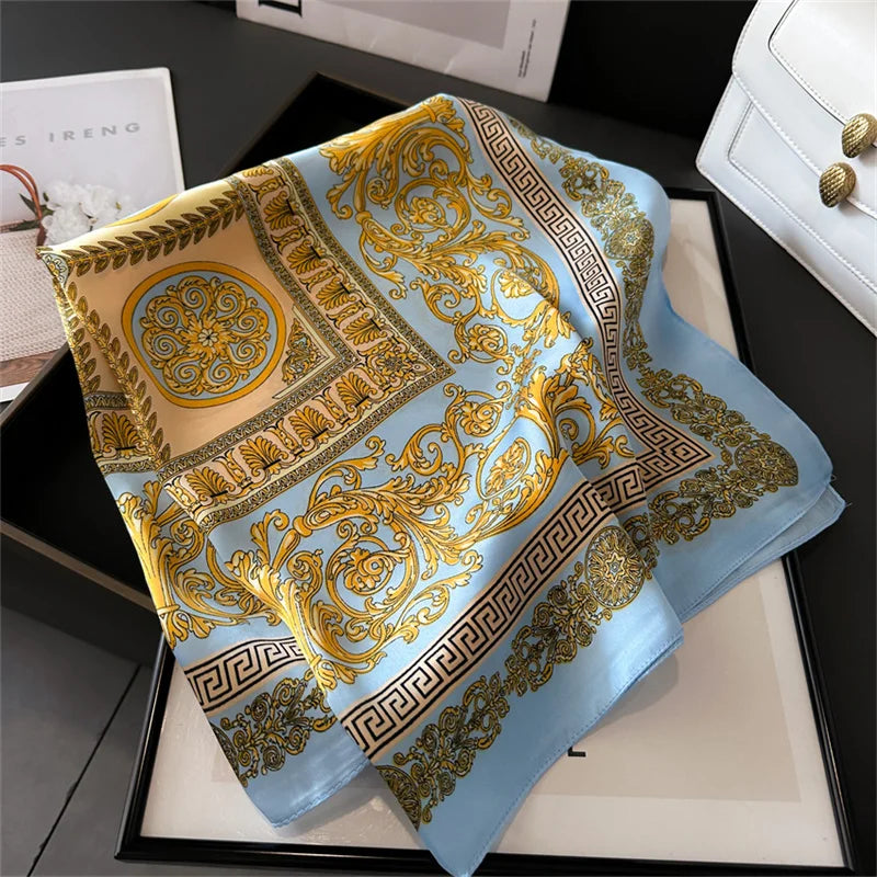 LuxeSilk 70x70cm Printed Women’s Square Scarf – 2025 Fashion Collection