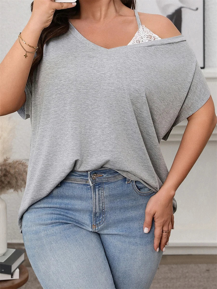 Plus Size Floral Off-Shoulder Ruffle Top