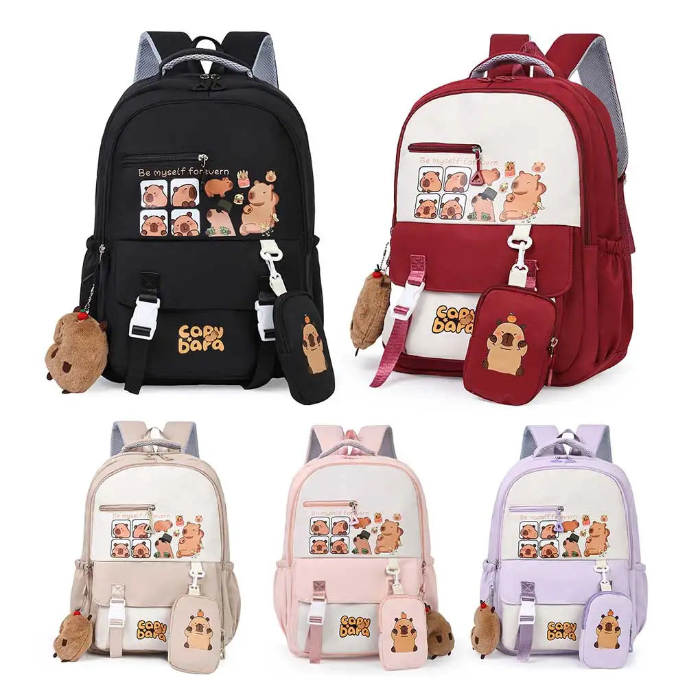 Cartoon Capybara Kawaii School Backpack