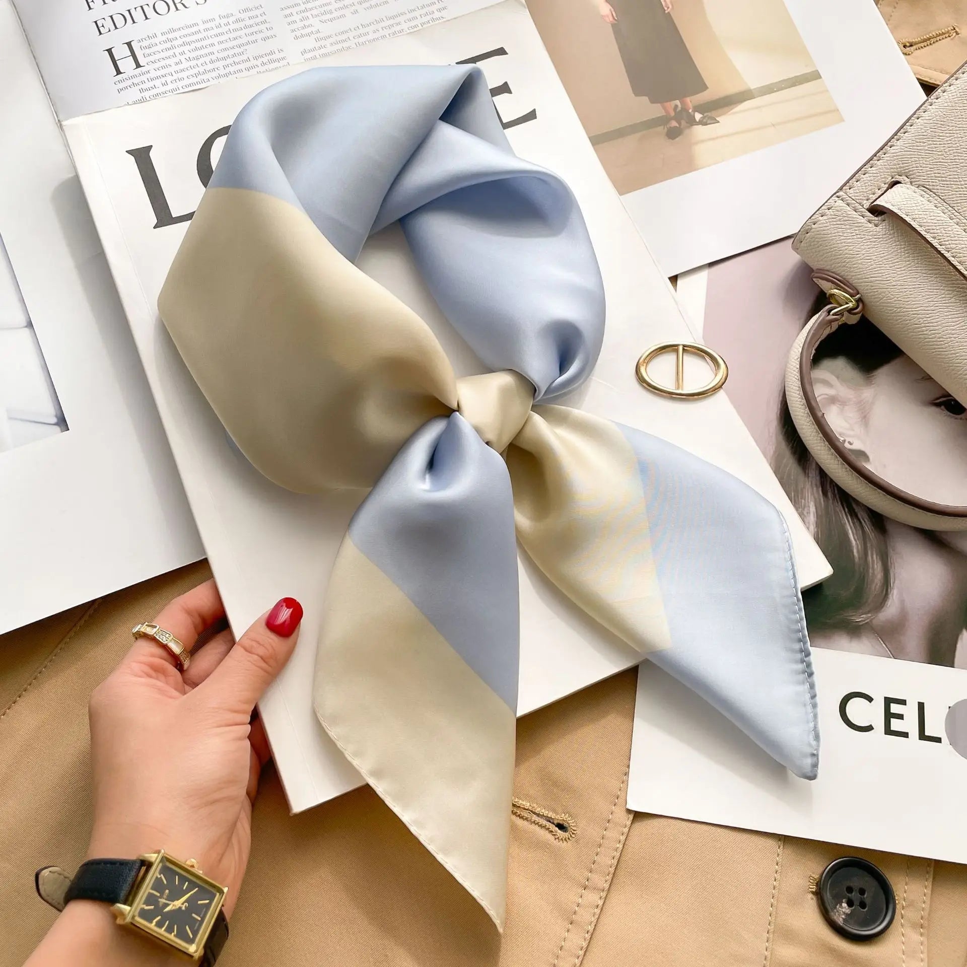 LuxeSilk 70x70cm Printed Women’s Square Scarf – 2025 Fashion Collection