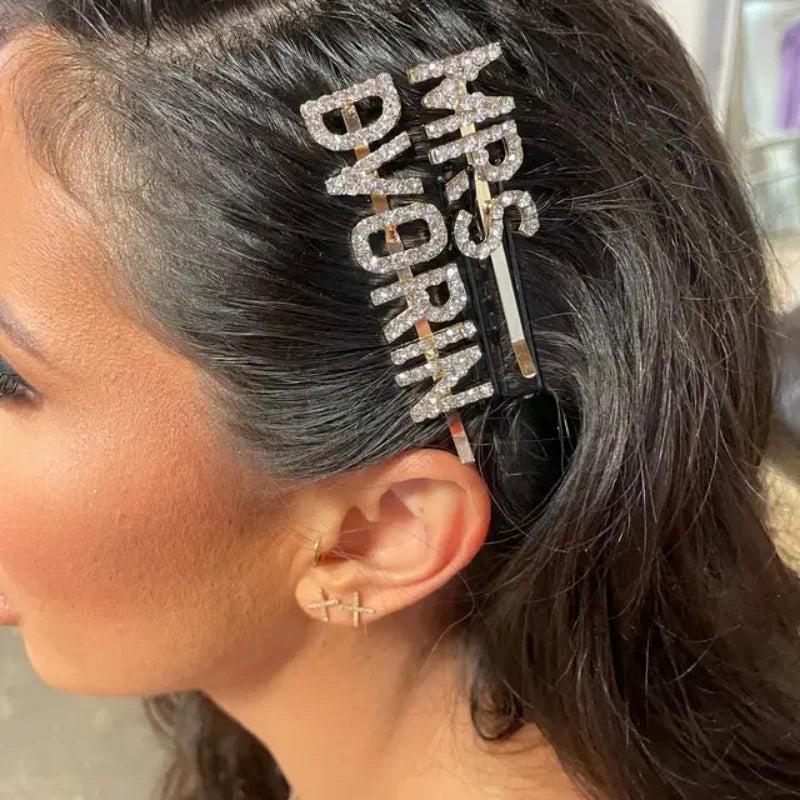 Lateefah Custom Rhinestone Letter Hairpin
