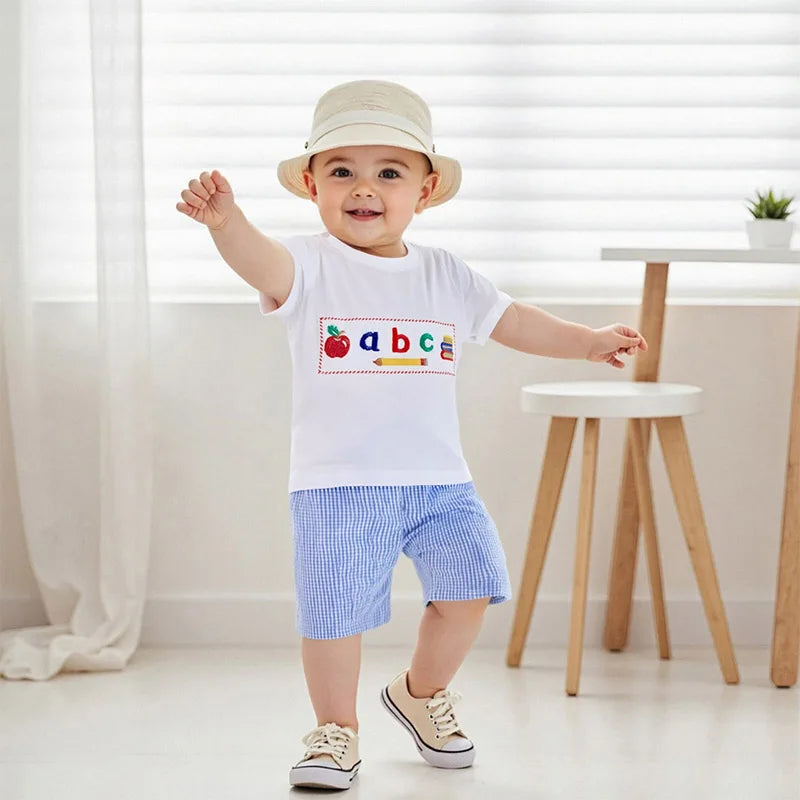 Boys Summer Outfit Set – Graphic Tee & Camo Shorts