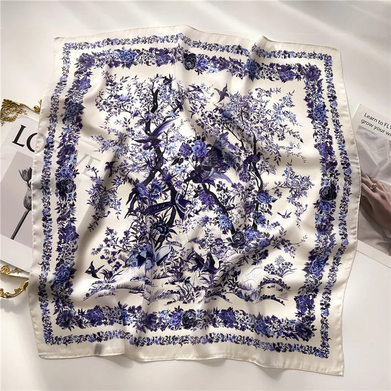 LuxeSilk 70x70cm Printed Women’s Square Scarf – 2025 Fashion Collection