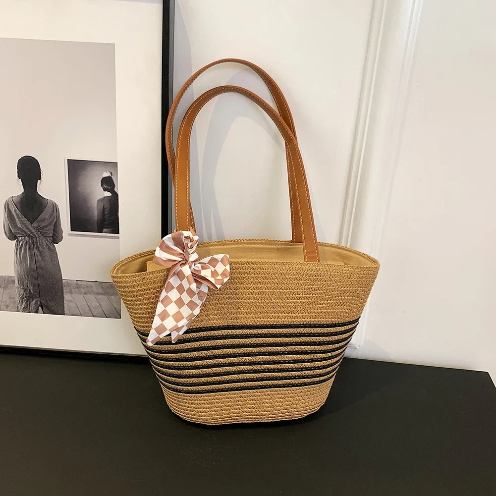 Women’s Straw Crochet Beach Tote Bag