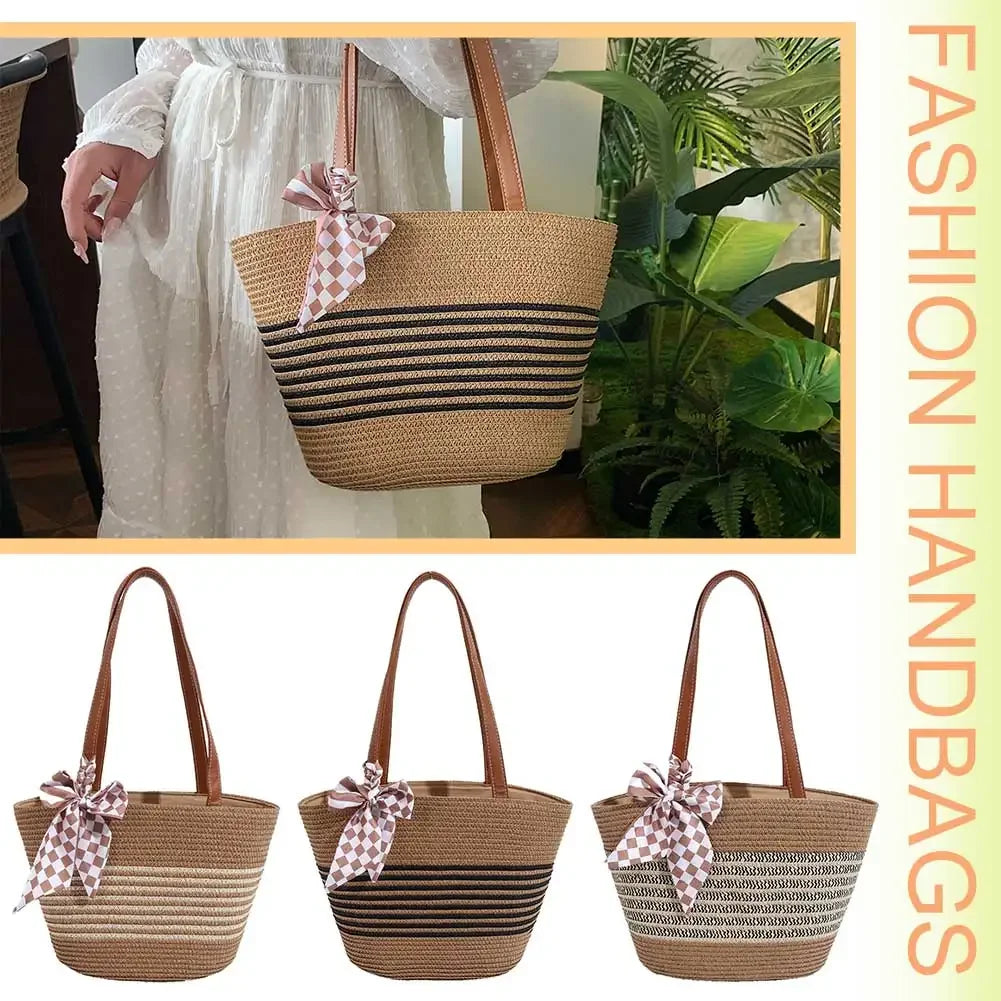 Women’s Straw Crochet Beach Tote Bag