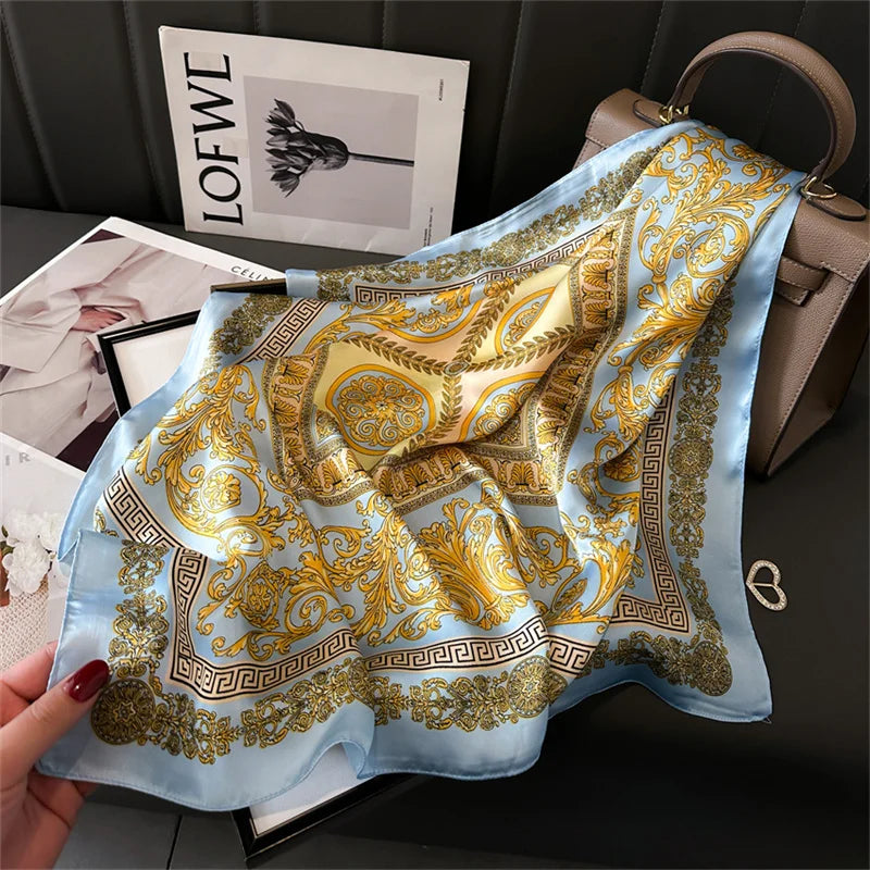 LuxeSilk 70x70cm Printed Women’s Square Scarf – 2025 Fashion Collection