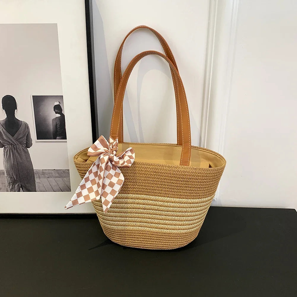 Women’s Straw Crochet Beach Tote Bag
