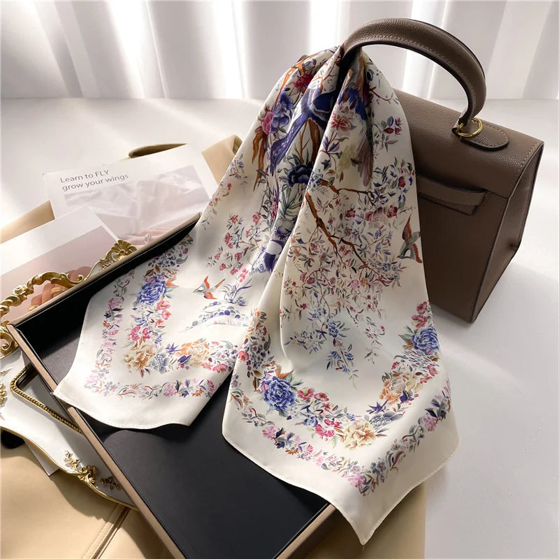 LuxeSilk 70x70cm Printed Women’s Square Scarf – 2025 Fashion Collection