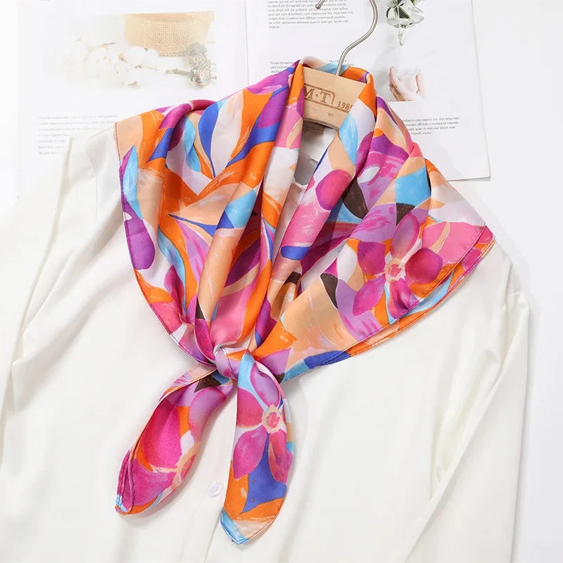 LuxeSilk 70x70cm Printed Women’s Square Scarf – 2025 Fashion Collection