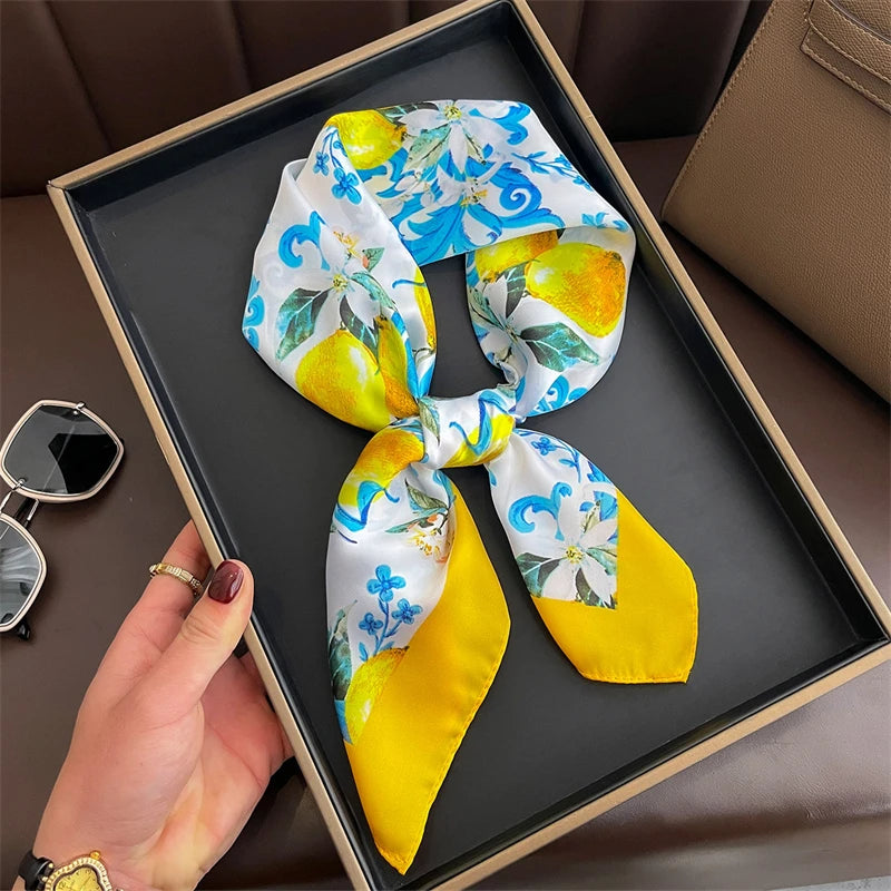 LuxeSilk 70x70cm Printed Women’s Square Scarf – 2025 Fashion Collection