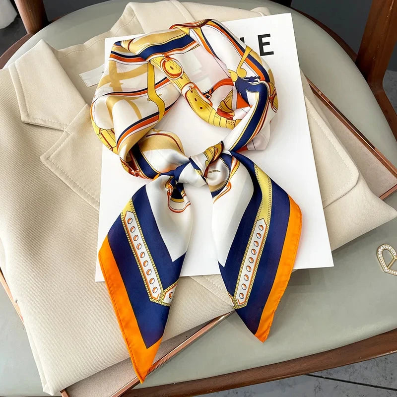 LuxeSilk 70x70cm Printed Women’s Square Scarf – 2025 Fashion Collection