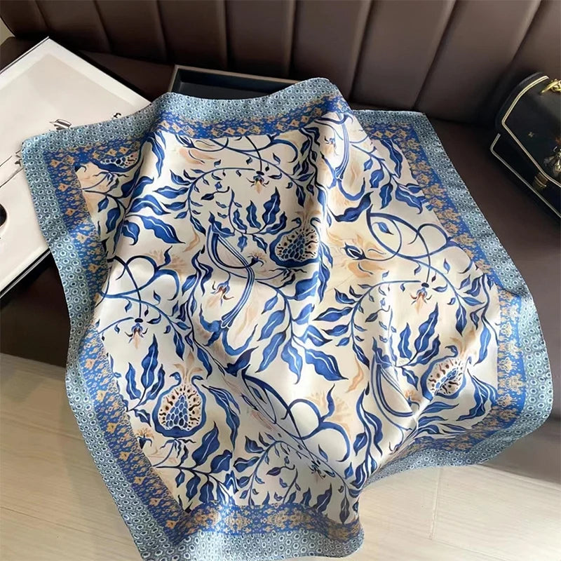 LuxeSilk 70x70cm Printed Women’s Square Scarf – 2025 Fashion Collection